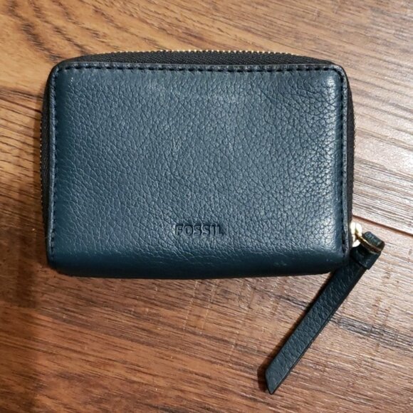 FOSSIL LEATHER MINI LAINIE MULTIFUNCTION WALLET ~ TEAL - Picture 2 of 11